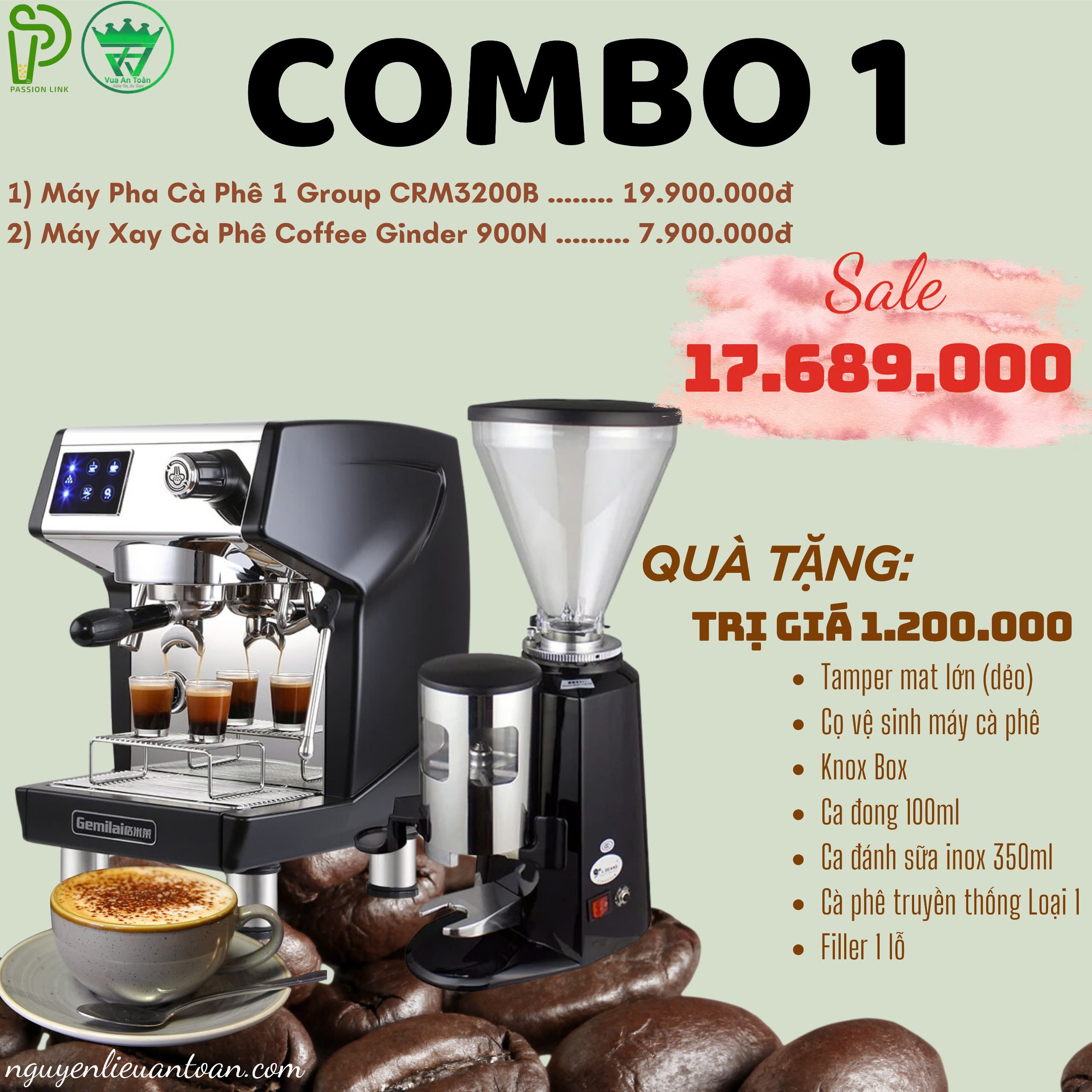Combo 1 Máy Pha Cà Phê 1 Group CRM3200B
