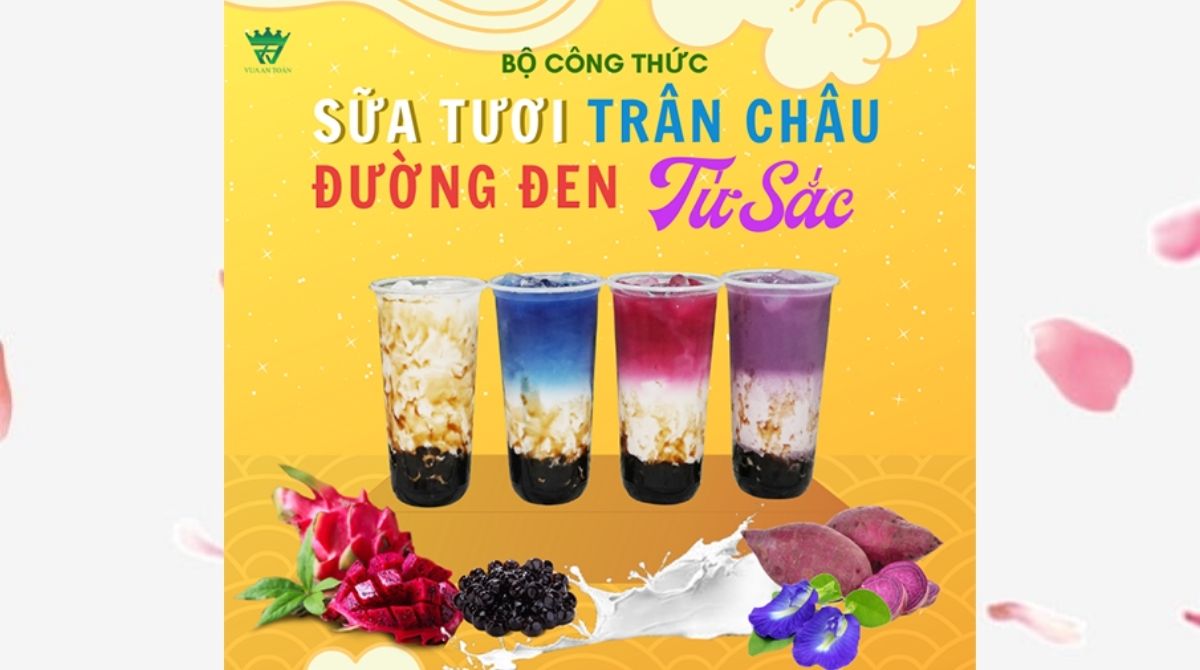 CÁCH LÀM SỮA TƯƠI TRÂN CHÂU ĐƯỜNG ĐEN NHIỀU MÀU